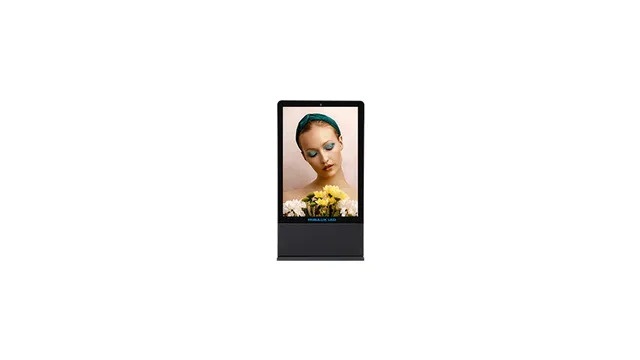 Render resmi totem Urban Pixel — kios LED street furniture hitam dengan layar portrait